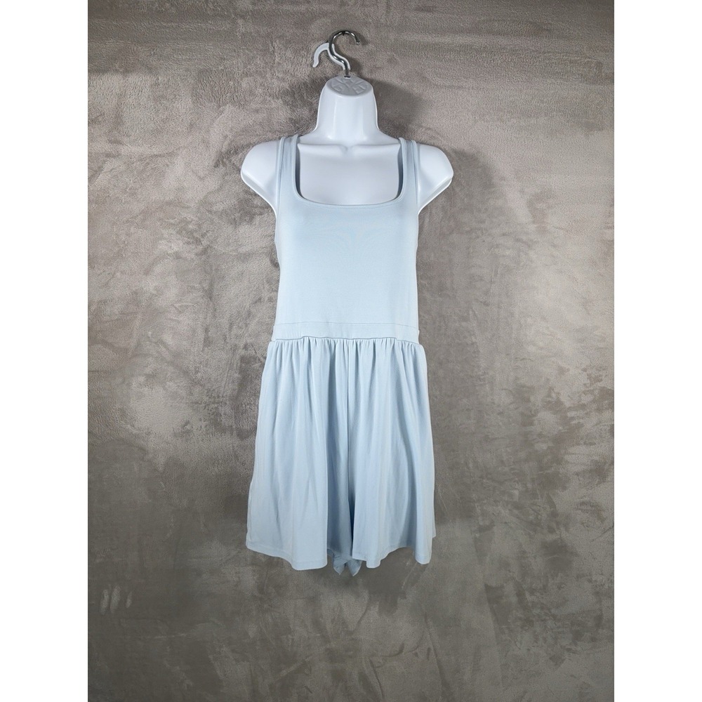Wilfred Aritzia Square Neck Romper Womens Size Large Blue Casual Lounge